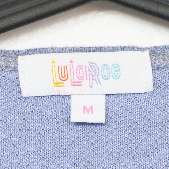 LuLaRoe Sarah Heather Blue Knit Duster Pockets - Picture 3 of 6